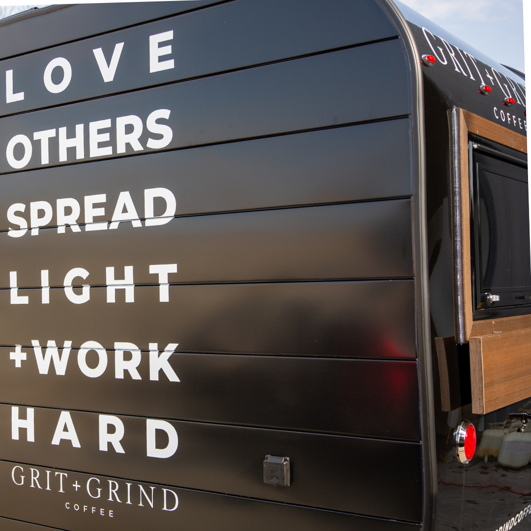 Grit and Grind mobile coffee trailer parked outdoors